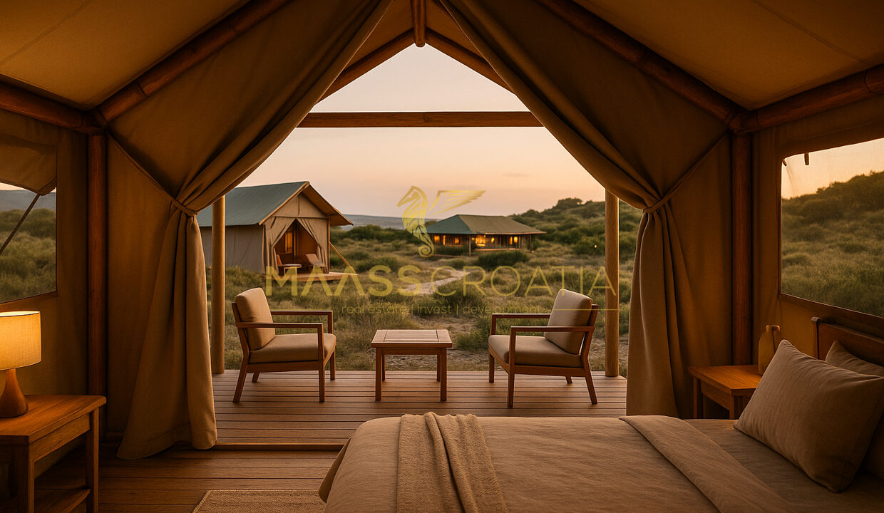from inside a tent